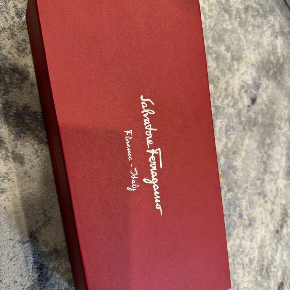 Salvatore Ferragamo Red Suede Pointed-Toe Flats - Picture 2 of 5